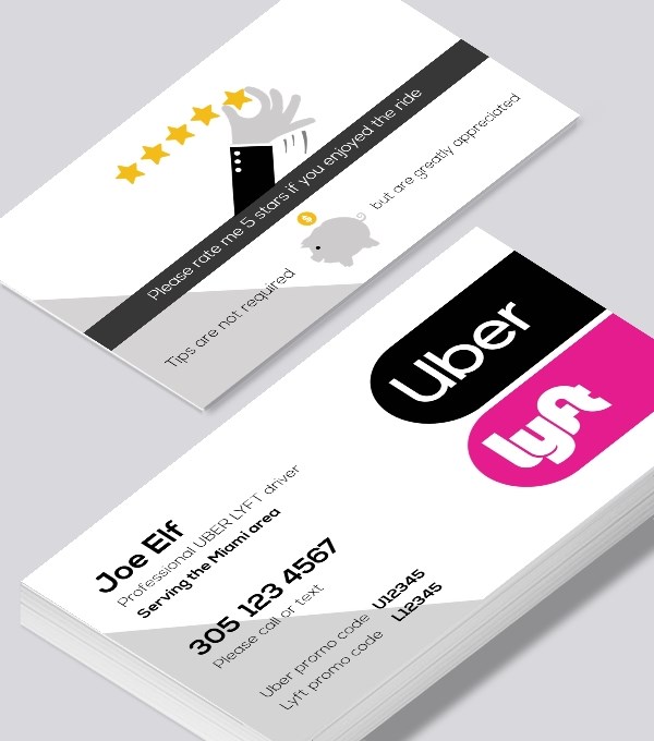  & Modern contemporary business card design - Uber Lyft new logo rating and tip business card