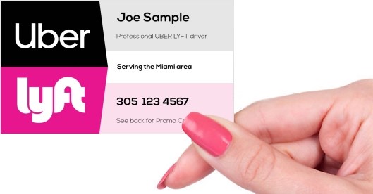 Hand holding business card -  Uber Lyft New logo business card