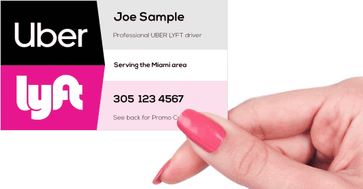 Hand holding business card - Uber Lyft New logo business card