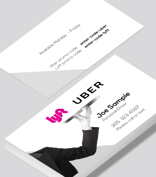 Modern contemporary business card design -Uber Lyft personal driver business card
