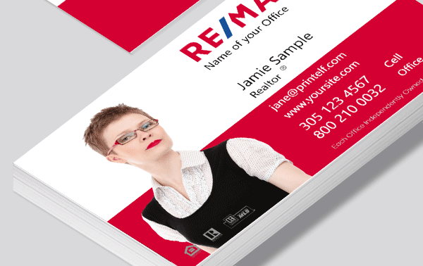Remax business card with photo. background removed.